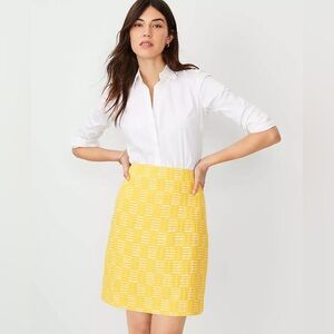 Ann Taylor English Daisy Metallic Tweed A-Line Skirt - Yellow